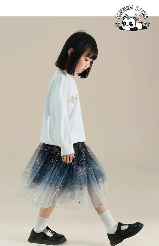 LEZONKIDS - Saia de Princesa com Lantejoulas Personalizáveis para Meninas, Saia de Malha, Saia de Tule Inchada, Vestido Tutu Plissado